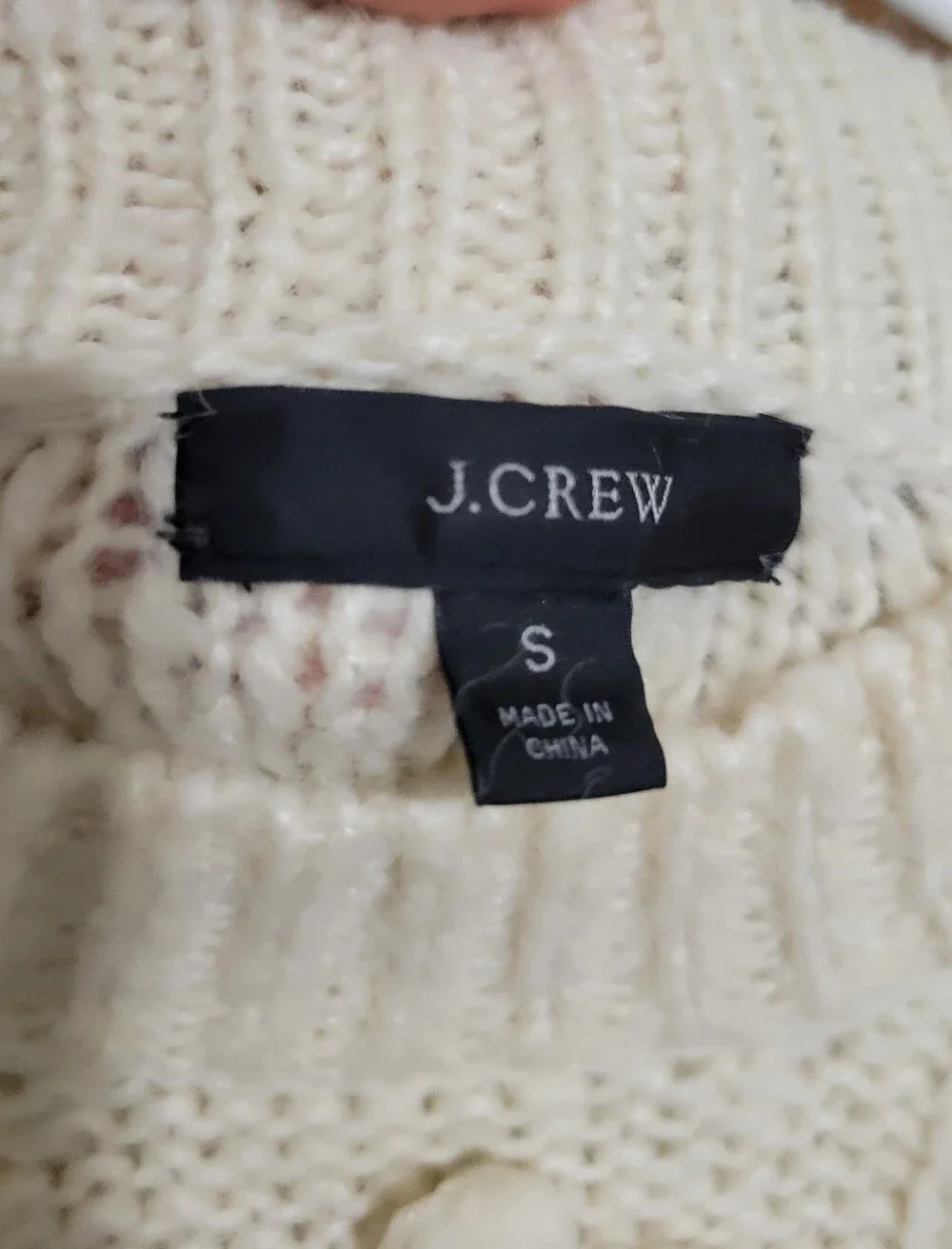 J. Crew Cream Bobble Cable Knit Cottage Academia Cozy Sweater Small